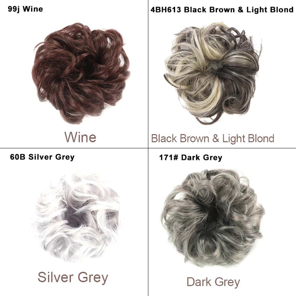 Synthetic Fiber Curly Chignon Fake Hair Extension Bun Wig Hairpiece for Women