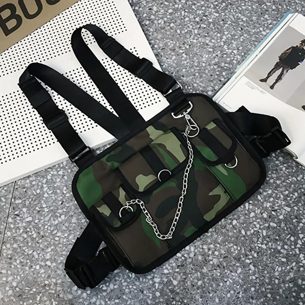 Camouflage Для женщин мужчин Мода груди пакет разноцветные уличная жгут Оксфорд из ткани жилет Прочный Регулируемый Хип Хоп тактические плеча - Цвет: Camouflage
