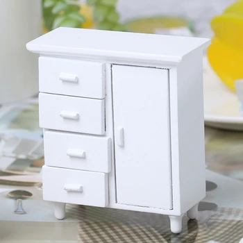 

1:12 Dollhouse Miniature White Wooden Cabinet Doll House Handcrafted Furniture Model Decor miniatures Mini Cabinet
