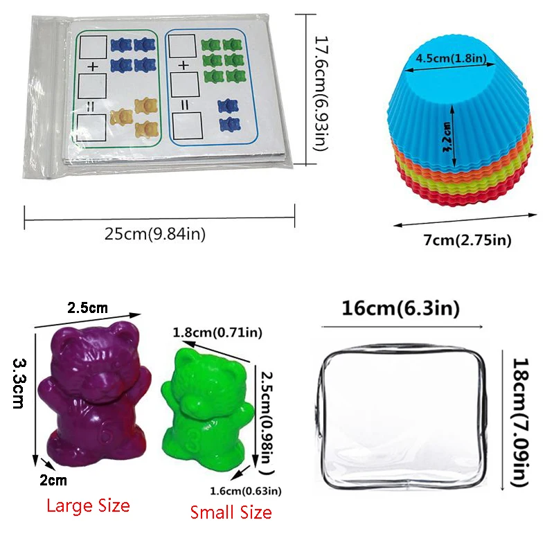 1 Набор счетных медведей со штабелирование чашек-Монтессори радужные одинаковые игры, развивающие цветные сортировочные Игрушки для малышей