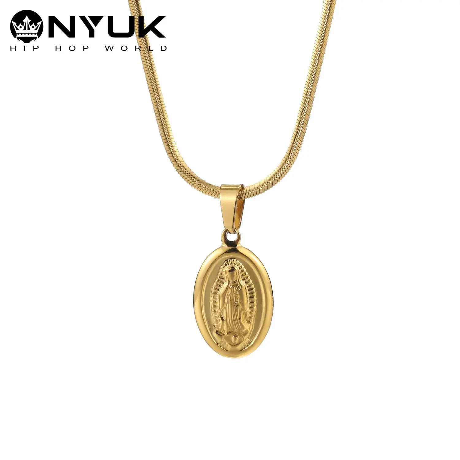 

Fashion Simple Men And Women Blessed Virgin Mary Small Necklace Stainless Steel Ornament Hiphop Hip Hop Accessories