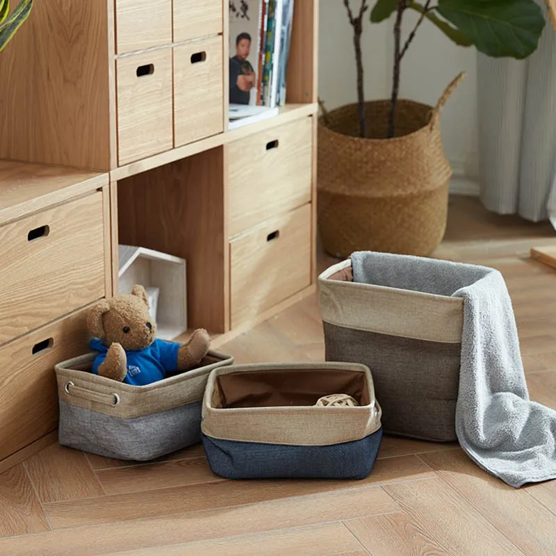 

Cover-less Cotton Linen Storage Baskets Double-layer Storage Box Canvas Clothes Toy Car Compartment Wine Red Large WF7251025