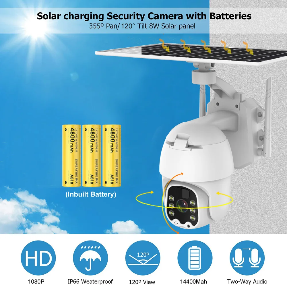HD Wireless 4G WiFi Solar Camera Outdoor Security Protection CCTV 360 PTZ Secur Surveil Video Monitor Smart Home Securite Cam best outdoor security camera system