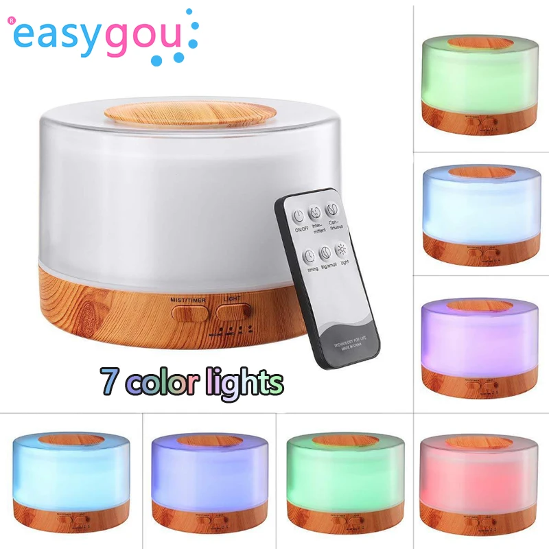 

500ml silent Air Humidifier home bedroom wood grain aroma diffuser 7 Color Changing LED Essential Oil Diffuser For Home