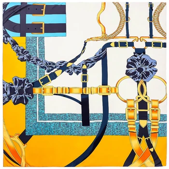 

Luxury 130cm*130cm 2020 Autumn Women's Imitation Silk Floral Printed Big Square Head Hair Hijab Scarf Sunscreen Shawl