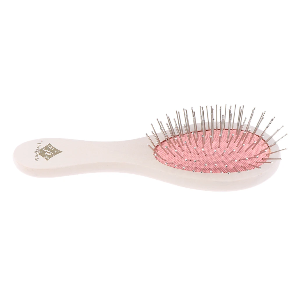 MagiDeal Oval Hair Brush With Cushioned For Managing Curls Pink+White 17 Cm