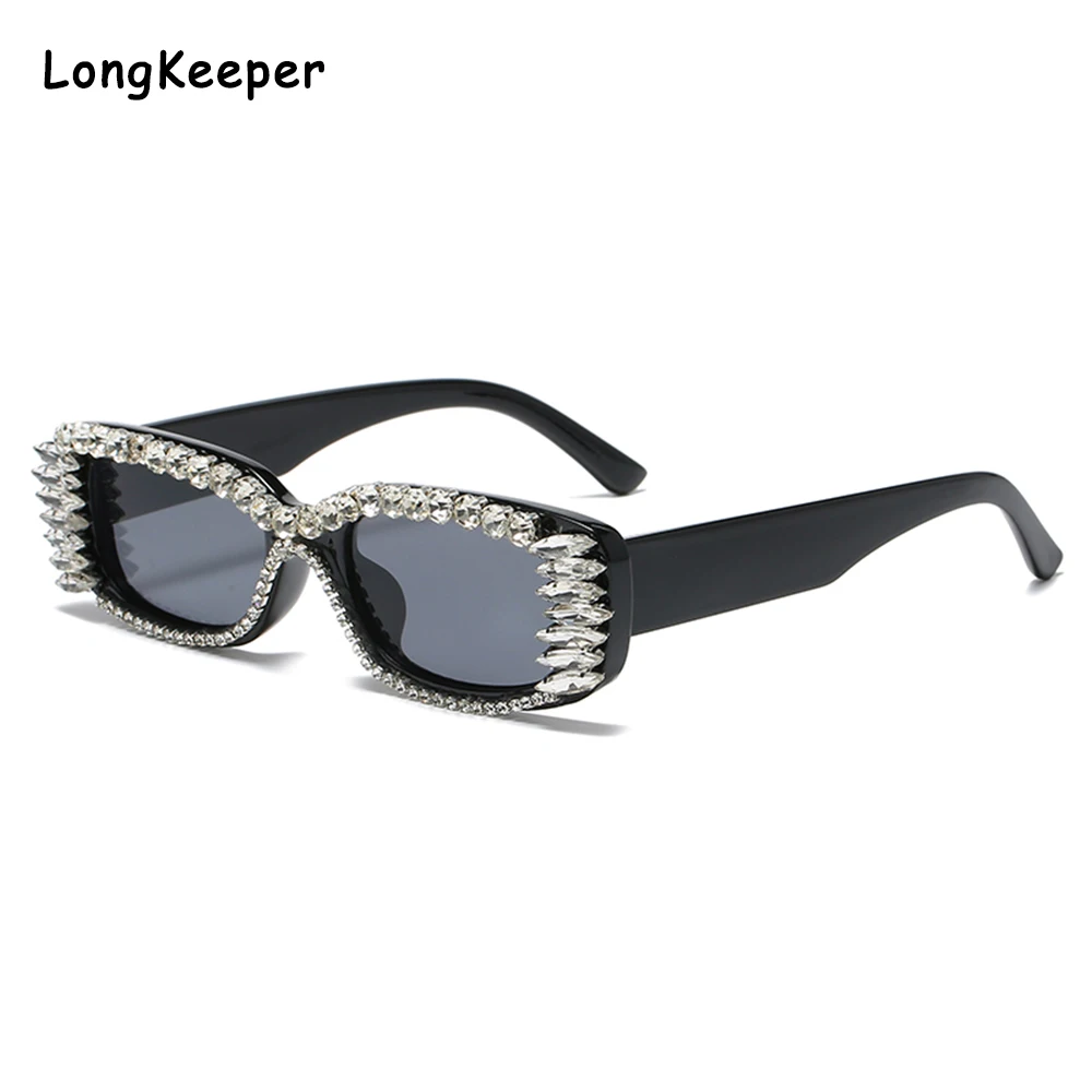 

Diamond Sunglasses Women Rhinestone Retro Trendy Rectangle Sun Glasses Vintage Female Eyeglasses Personality Street Photography