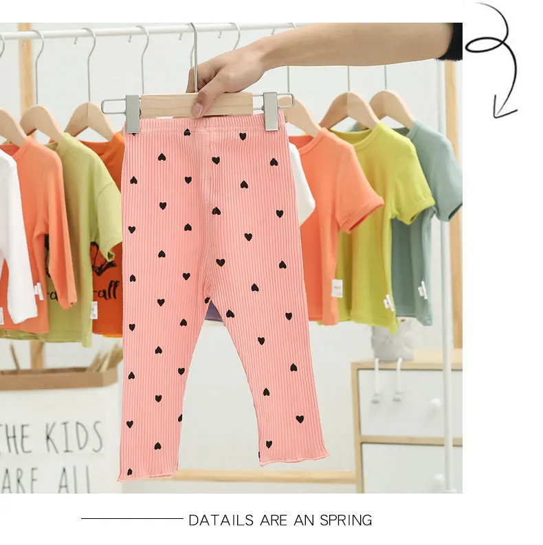 Medium-small Childrenswear Spring Girls Korean-style Casual Trousers Heart Fashion-Style Leggings N183