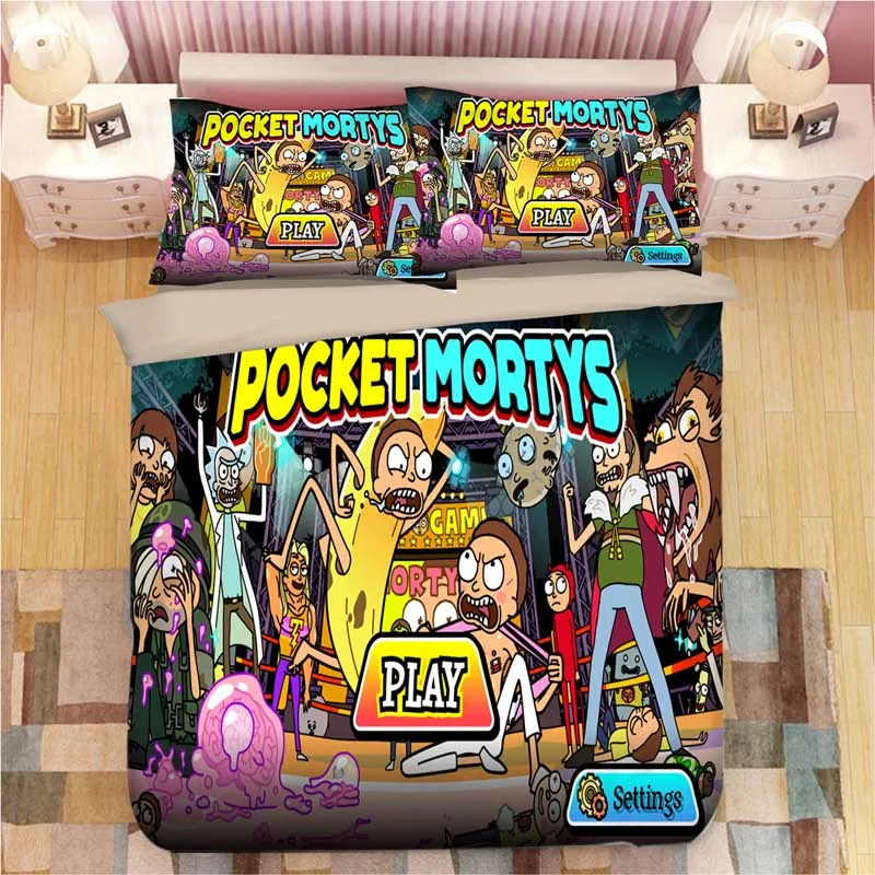 4 Rick and Morty 3D Bedding Set Duvet Covers Pillowcases Rick Sanchez Adult Animation Comforter Bedding Sets Bedclothes Bed Linen - Цвет: 4