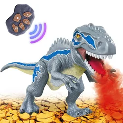 Grand dinosaure Velociraptor à commande Rmote, jouets RC de 41CM, avec 7 couleurs différentes de sons de déformations par pulvérisation, se balançant pour enfants de plus de 36M 