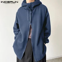 

Fashion All-match Simple New Men Hoodies Loose Comfortable Casual Male Double Zipper Drop Shoulder Hooded Sweater S-5XL INCERUN