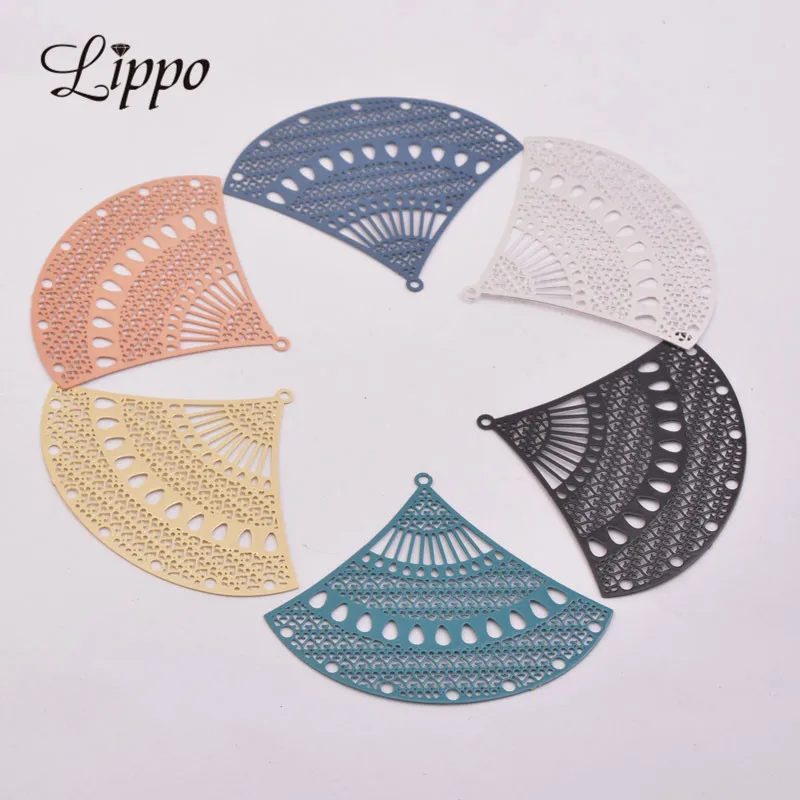 30pcs AA4297 40*50mm Hyperbolic Sector Charm Large Prints Pendant Earring Connector Brass Jewelry Accessories Findings | Украшения и