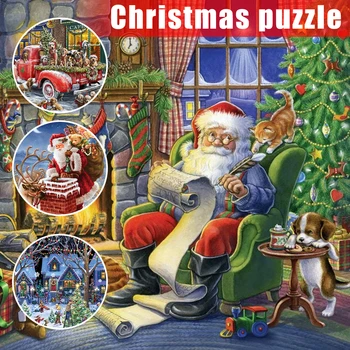 

Happy Christmas 500/1000Pcs Puzzle Pieces Exercise Memory Relieve Stress Jigsaw Puzzles B99