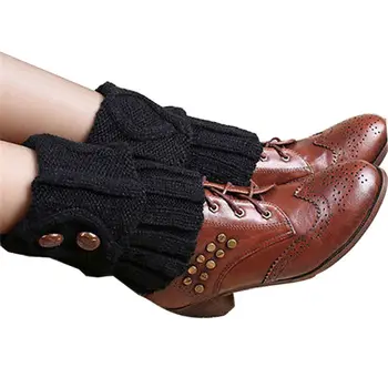 

Knitted Leg Warmers Ladies Simple Fashion Winter Leg Warmers Short Section Knitted Crochet Button Long Socks Boots Cuffs Socks