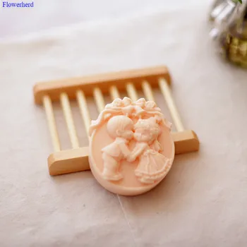 

4 Cavities Round Soft Silicone Mold Handmade Soap Diy Mold Boy Girl Angel Silicone Mold Baby Soap Mold Cake Decor Soap Making