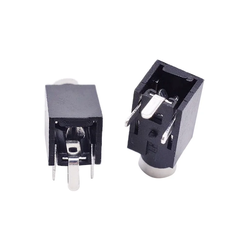 100 pcs 2 5 Headphone jack In line three leg horizontal copper head mono pj210 Small head audio socket