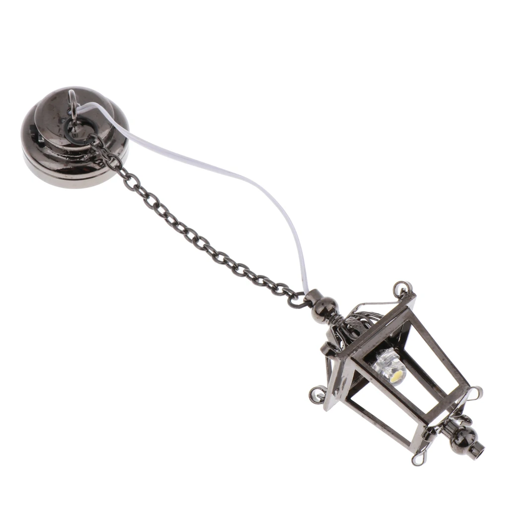 1/12 Scale Dollhouse Accessories Miniature LED Ceiling Light Metal Hanging Lamp, Battery Operated with ON/OFF Switch