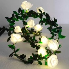 

40/20/10leds Christmas Garland String Lights Artificial Rose Flower Bouquet Light for Valentine's Day Wedding Xmas Fairy Decor