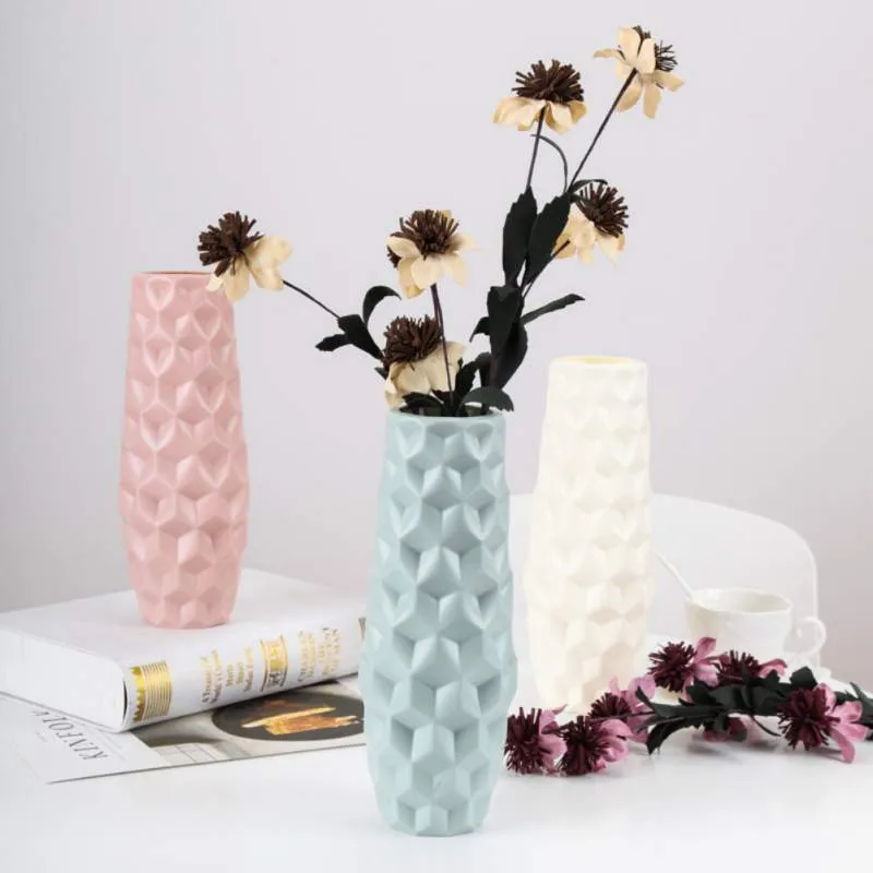

Rhombus Vase Imitation Ceramic Vase Hydroponic Flower Jardiniere Living Room Flower Container Glaze Vase Home Decoration
