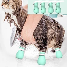 Регулируемые защитные сапоги для домашних животных, кошачьих лап, для мытья ванной, мягкие силиконовые, против царапин, кошачьи туфли, принадлежности для ухода за кошками, кошачьи лапы, покрытие