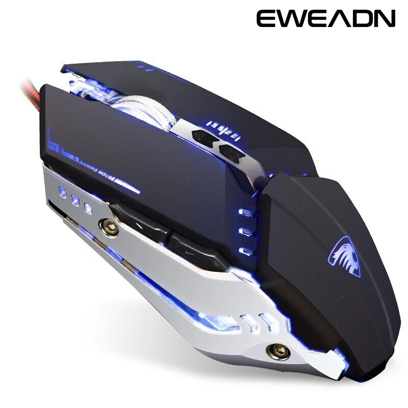 

EWEADN Wired USB Gaming Mouse 7 Programmable Buttons ,3200 DPI Adjustable LED Backlight Ergonomic Design for Computer PC Laptop
