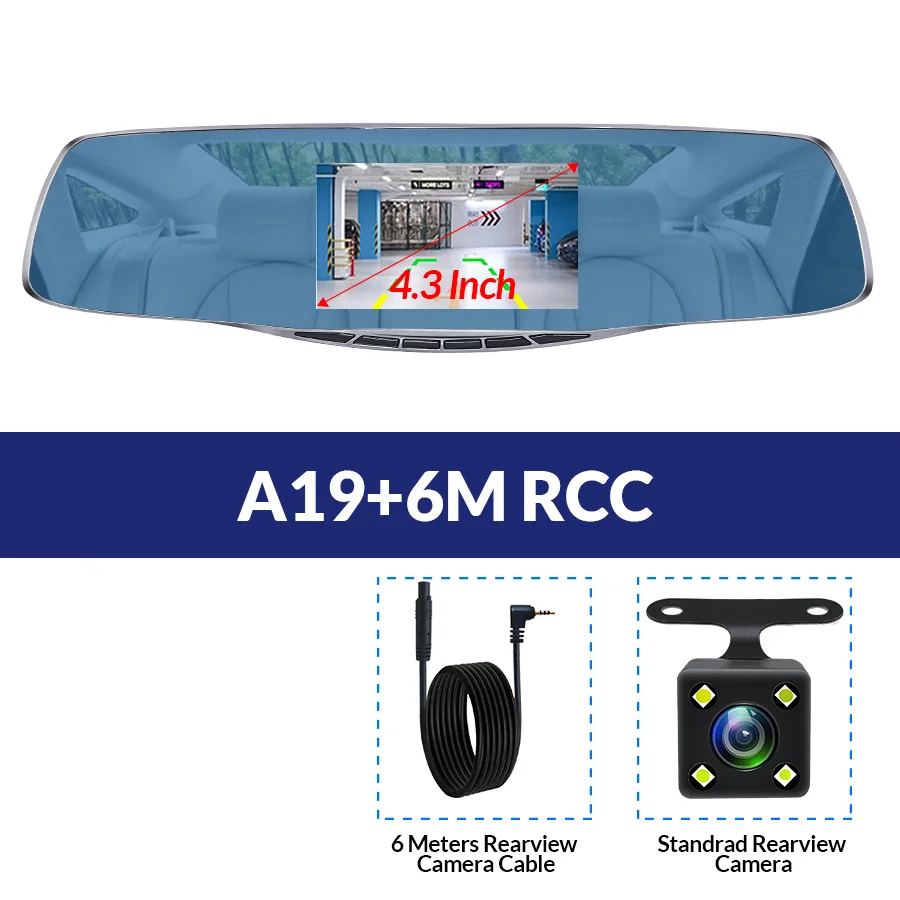 A19-6M RCC E-ACE A19 Автомобильный видеорегистратор Камера Зеркало заднего вида авто Dvrs Двойной объектив видео Регистраторы регистраторы регистратор Видеокамеры Full HD 1080 P два Камера s - Название цвета: A19-6M RCC