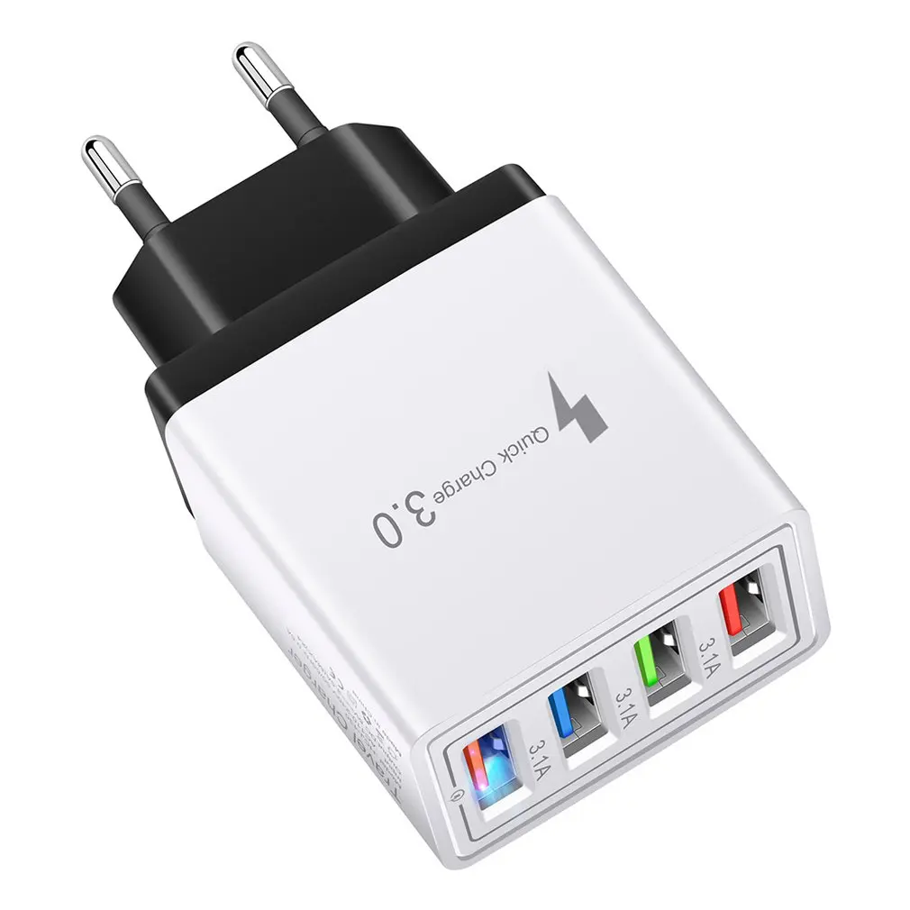 Штепсельная Вилка EU/US 4 USB порта зарядное устройство Быстрая зарядка 3 0 для