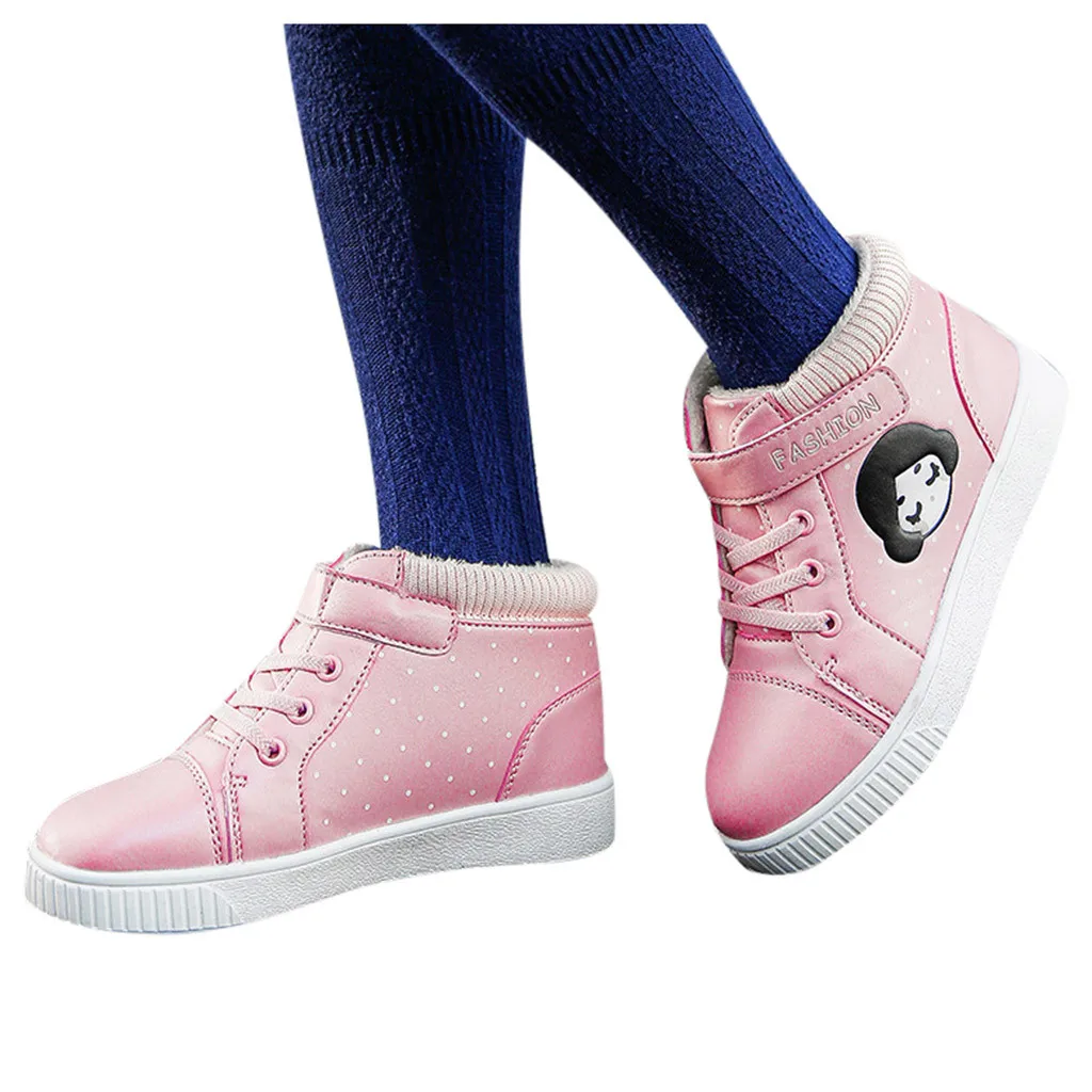 Fashion Girls Big Children Plus Velvet Comfortable Casual Outdoor Sports Shoes Warm Kids shoes Sapato Infantil детская обувь