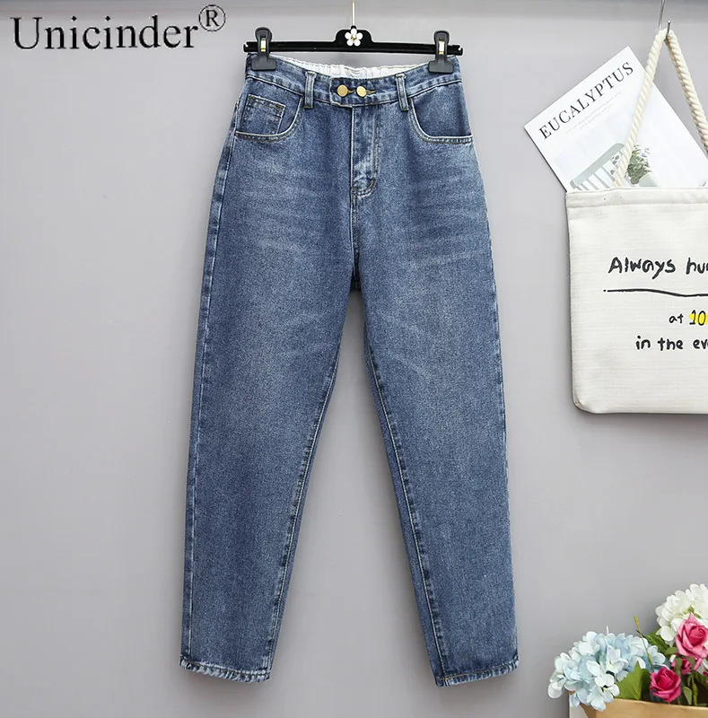 

Unicinder 2020 Plus Size Jeans Women's Loose Harem Pants Full Length High Waisted Jeans Women Denim Plus Size Jeans#7708