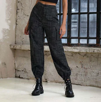 

Women's Fashion Harem Cargo Long Pants High Waist Hip Hop Sports Jogger Trousers Cool Girl Outdoor Sport Pocket Trousers Bottoms