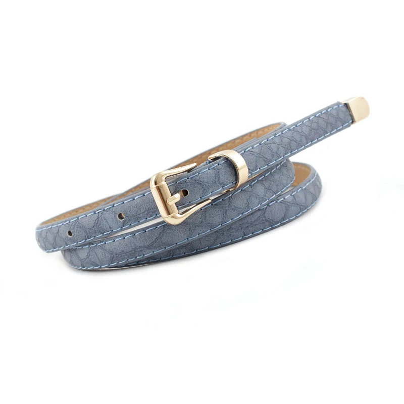 blue women belt Повседневный женский ремень из искусственной кожи с золотой металлической пряжкой, пояс для девочек, женский тонкий ремень, модные аксессуары - Цвет: blue women belt