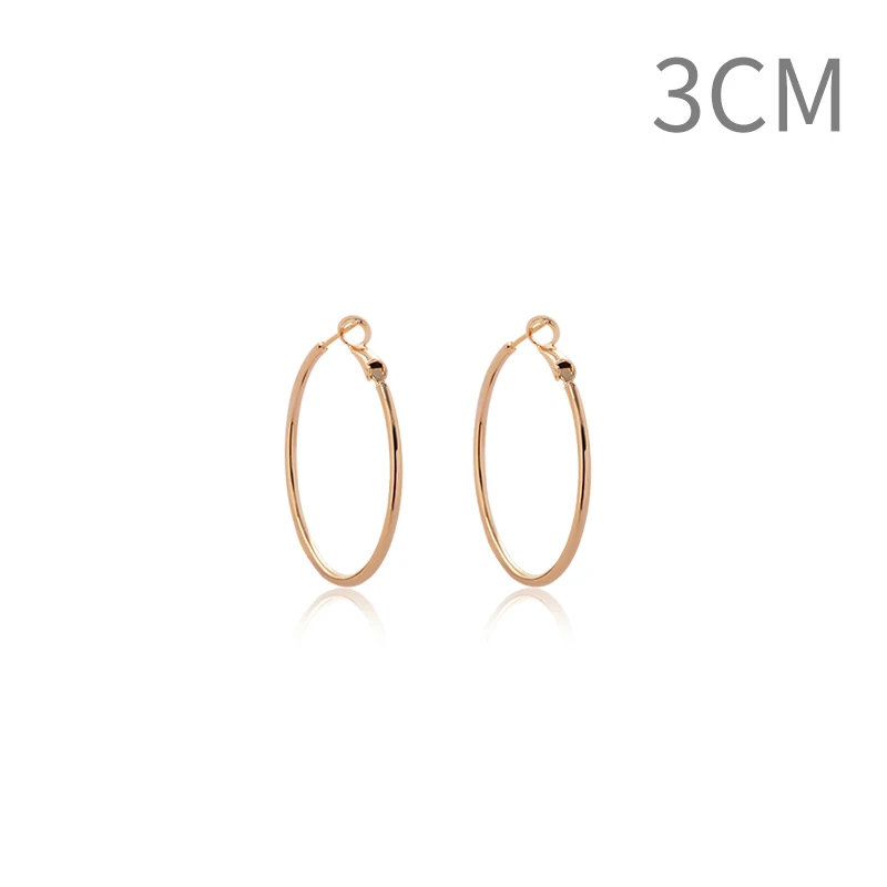 gold 3cm Модные большие серьги-кольца, гладкие круглые серьги, баскетбольные Серьги Brincos, круглая петля, ушное кольцо для женщин, ювелирные изделия, аксессуары - Окраска металла: gold 3cm