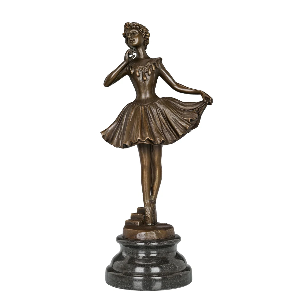 Child Danceing Girl Ballerina Home Garden Decor Bronze Sculpture Statue Figurine 