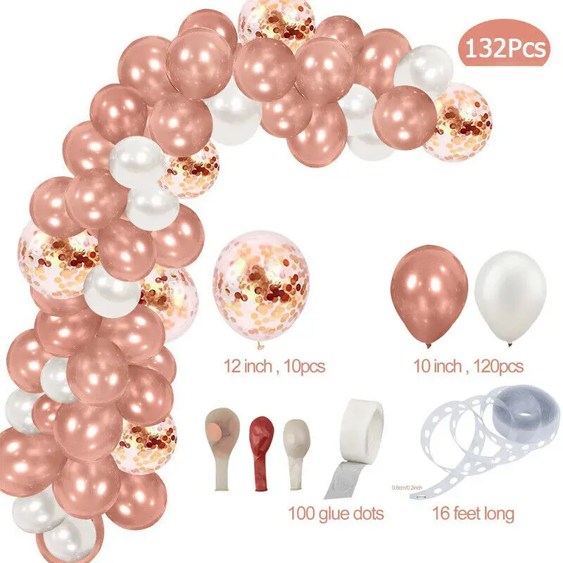 Globos de Oro rosa y confeti cromados, decoración de fiesta de cumpleaños, boda, aniversario, globals metálicos