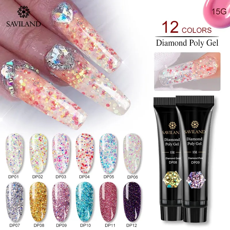 Soak off алмаз уловка гель лак Гель расширение поли для ногтей 24 Цвета Diamond УФ