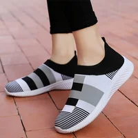 Women Shoes Vulcanized Zapatillas Mujer Knitted Sneakers Women New Flat Shoes Mix Color Vulcanize Shoes Casual Chaussure Femme