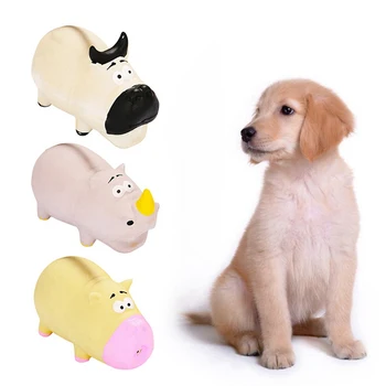 

Cute Dog Toys Latex Cattle hippopotamus Pet Toys Squeeze Sound Squeaky Chew Training Toy For Dogs Cat