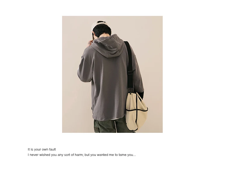 Men's Spring New Casual Contrast Color Letters With Cap Long-sleeved Hoodies Loose Temperament Tide Cotton Harajuku