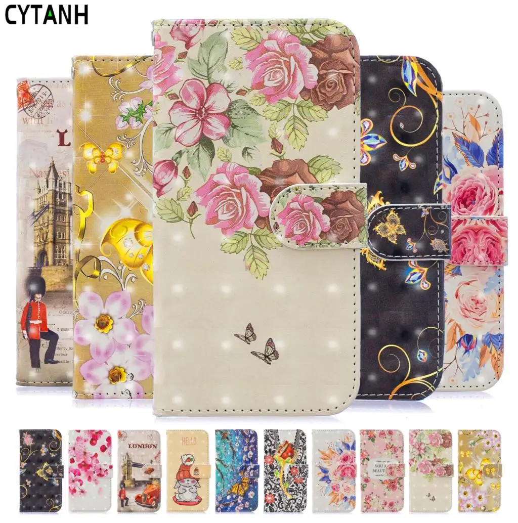 PU Leather Flip Cover Wallet Case For Samsung Galaxy J330 Cases 3D Flower Women Men Coque Funda J3 2017 J330F SM-J330F | Мобильные