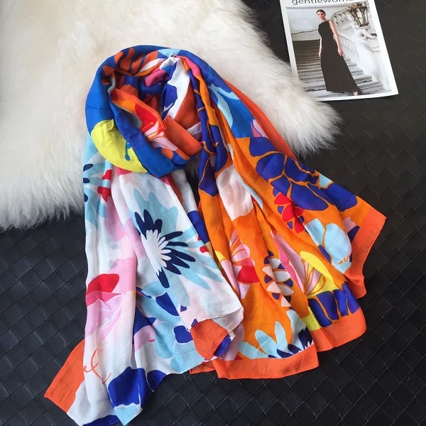 Полихроматический шарф Desigu в испанском стиле, шаль пляжное полотенце с изображением цвета как условие - Цвет: 121