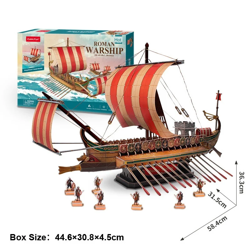 3D Ancient Roman Warship Model Paper DIY Children 's Puzzle Inserted Building Blocks Assembled Toys | Игрушки и хобби