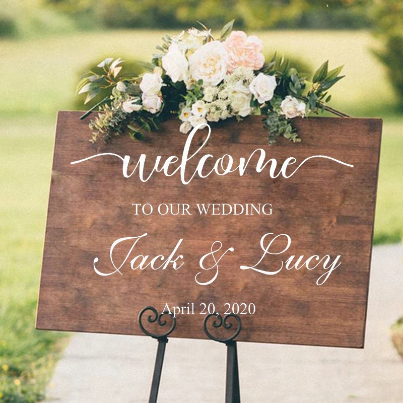 

Wedding stickers dance floor sign Bride and Groom names date customised wall decal DIY vinyl decoration decals H10