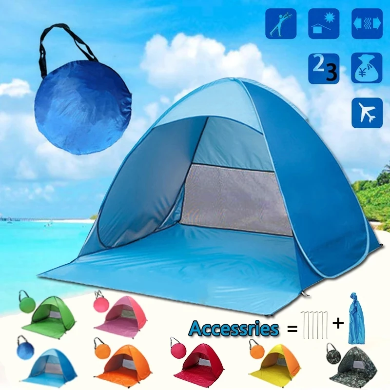 Quick Automatic Beach Tent Outdoor Beach Shade Sun Shelter Tent UPF50+ Portable Canopy For Camping Fishing