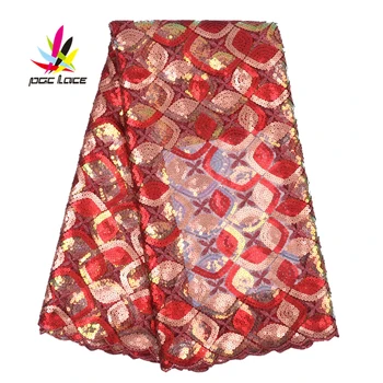 

Sequins Fabric Apliques Embroidered Mesh Latest African Party Dress Flower Lace Applique Wedding Dress Luxury AMY2625B