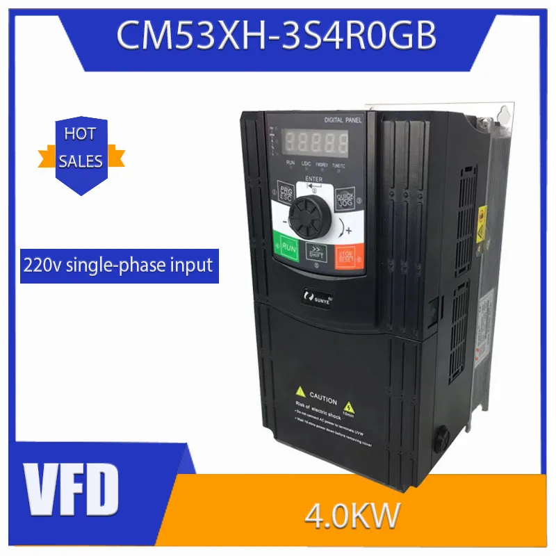 

VFD 4.0KW inverter CNC spindle motor speed controller 220V single phase input CM530H-3S4R0GB converter 50Hz/60Hz