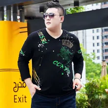 Camiseta con cuello en V para hombre, camisa de manga larga de gran tamaño, de felpa, nueva tendencia de moda, primavera y otoño, 2021