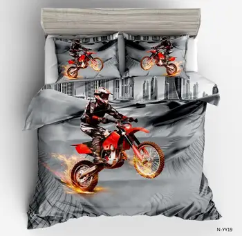 

KTLRR motorcycle series duvet cover sets, racer motorcycle printed quilt cover fast motorcycle vehicle microfiber bedding cover