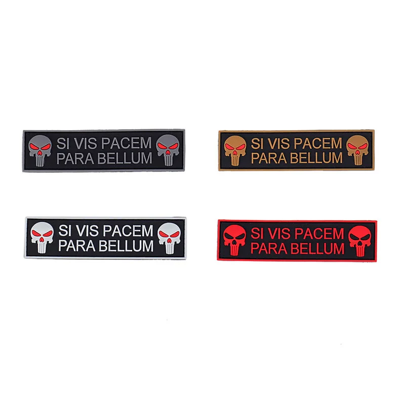 

Punisher Noctilucent Skull PVC Patch SI VIS PACEM PARA BELLUM 3D Patches Military Tactical Shoulder Armband Sticker For Clothes