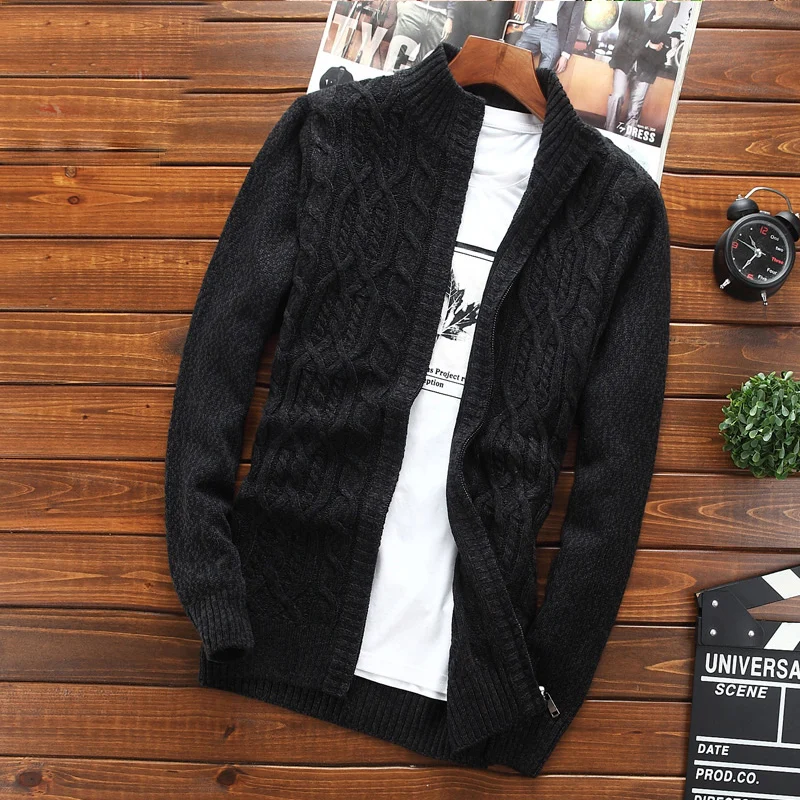 Men Sweater Coat Cardigan Zipper 2021 New Arrival Autumn And Winter Fashion Male Sweater Korean Style Gray Black Red M40