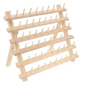

60 Spools Thread Rack Foldable Wood Holds Organizer Wall Mount Cone Embroidery Machine Sewing Needlework Storage Holder